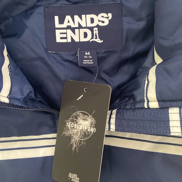 Lands' End Navy and White Puffer Vest - Picture 3 of 3
